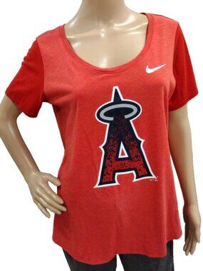 Nike Women's Large Red Anaheim Angel's Baseball Logo Scoop Neck T-shirt